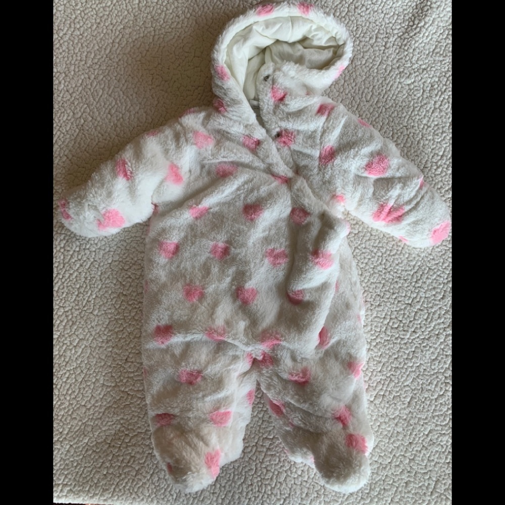 MINIWEAR ONE-PIECE SNOWSUIT, pink & white, 3-6 mos